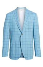 Men's Jkt New York Trent Trim Fit Windowpane Wool Sport Coat S - Blue