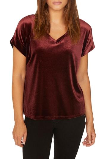 Women's Sanctuary Holly Stretch Velvet Tee - Red