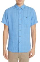 Men's Todd Snyder Short Sleeve Woven Linen Shirt - Blue