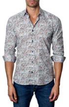 Men's Jared Lang Trim Fit Check Sport Shirt, Size - White