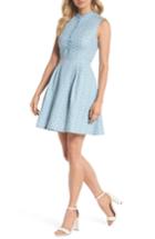 Women's Gal Meets Glam Collection Quinn Embroidered Chambray Fit & Flare Dress - Blue