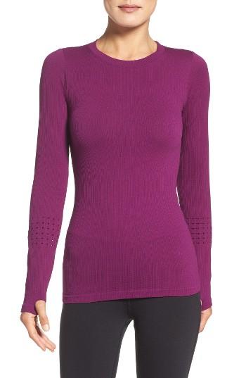 Women's Alo 'exhale' Seamless Mesh Detail Crewneck Top