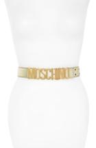 Women's Moschino Logo Leather Belt - Gold W/ Gold