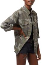 Women's Topshop 'sandy' Camo Print Shirt Jacket Us (fits Like 16-18) - Green