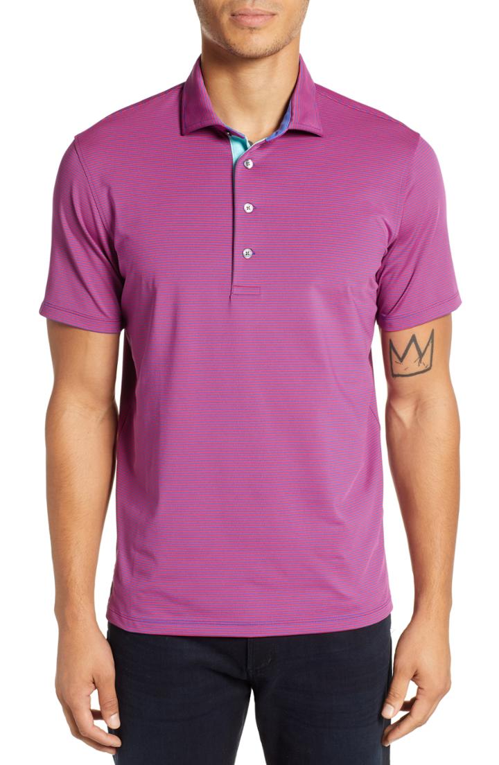Men's Greyson Saranac Stripe Polo - Pink
