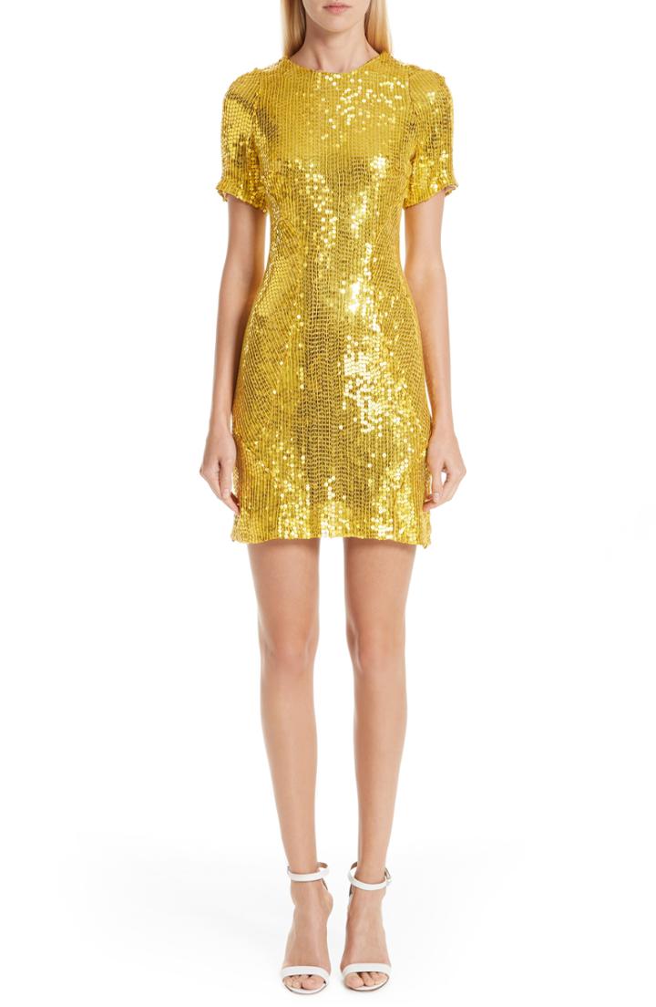 Women's Galvan Clara Sequin Minidress Us / 38 Fr - Yellow