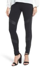 Women's Two By Vince Camuto Faux Leather Chevron Panel Ponte Leggings - Black