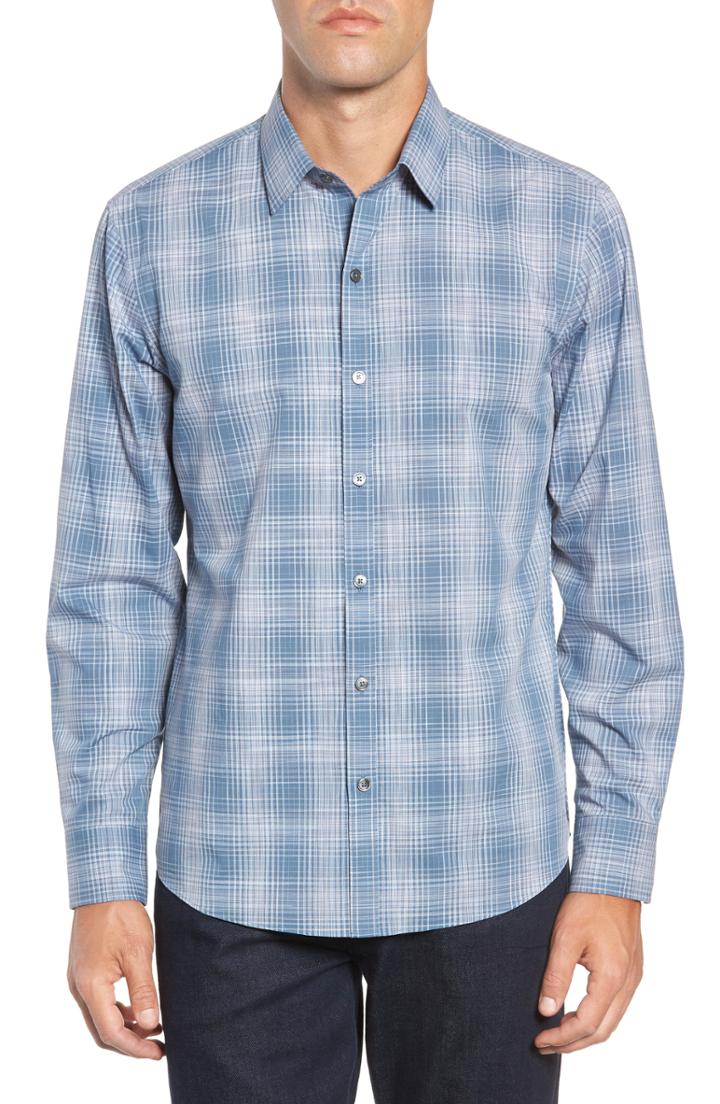 Men's Zachary Prell Slater Check Sport Shirt, Size - Blue