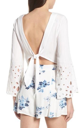 Women's Moon River Bell Sleeve Tie Back Top