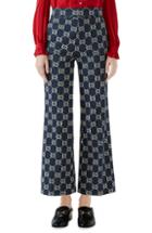 Women's Gucci Gg Embroidered Jersey Crop Pants Us / 50 It - Blue