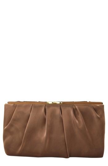 Nina 'larry' Satin Clutch - Brown