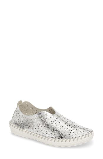 Women's Bernie Mev. Perforated Slip-on Flat Us / 38eu - Metallic