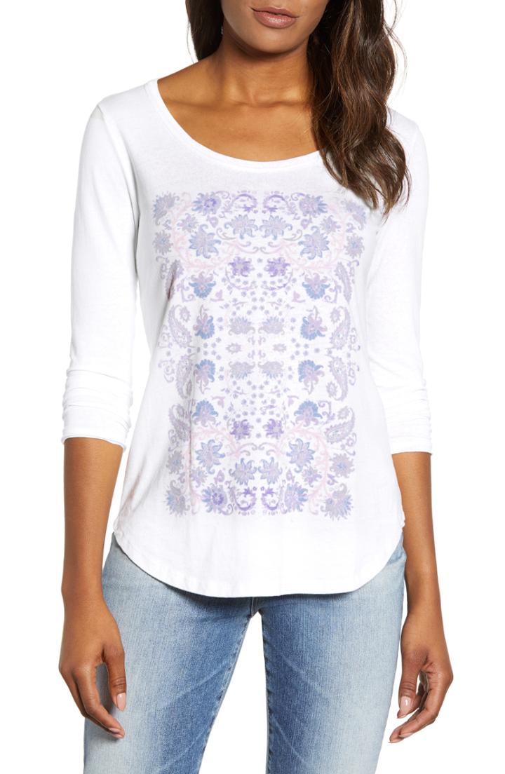 Women's Lucky Brand Mosaic Print Three Quarter Sleeve Tee