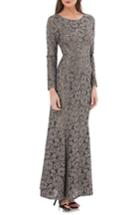 Women's Js Collections Open Back Lace Gown