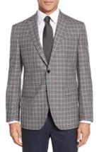Men's Ted Baker London Trim Fit Plaid Wool Sport Coat S - Grey