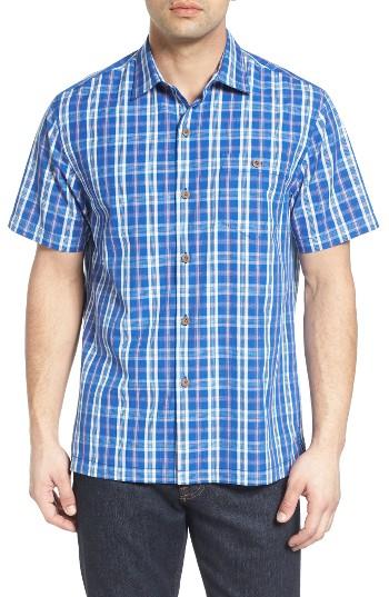 Men's Tommy Bahama Check-o-lada Silk Blend Camp Shirt - Blue