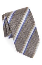 Men's David Donahue Stripe Silk Tie, Size - Black