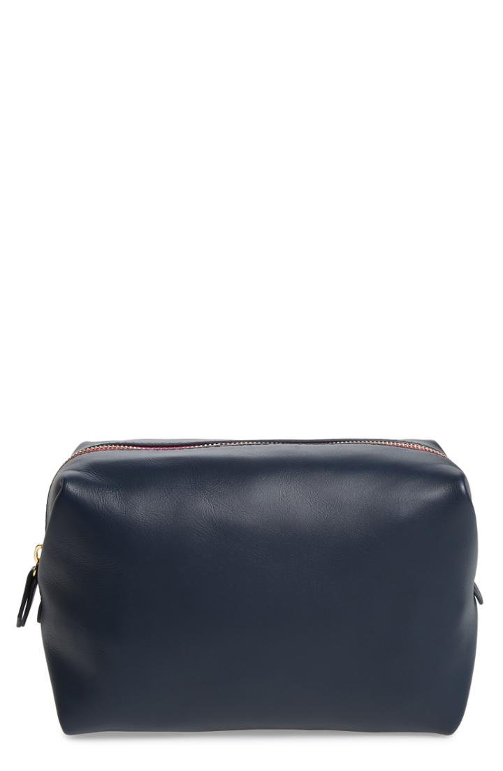 J.crew Leather Dopp Kit, Size - Navy