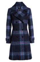 Women's Kenneth Cole New York Brushed Plaid A-line Coat - Blue