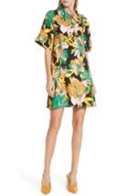 Women's N Degree21 Jeweled Button Floral Print A-line Dress Us / 38 It - Black