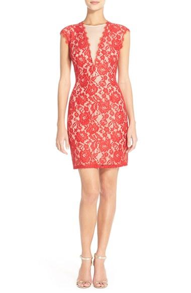 Women's Aidan By Aidan Mattox Open Back Lace Sheath Dress
