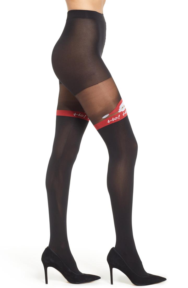 Women's Pretty Polly Jolly Santa Tights, Size - Black
