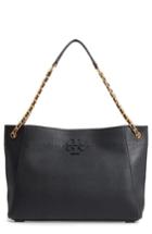 Tory Burch Mcgraw Slouchy Leather Shoulder Bag - Black