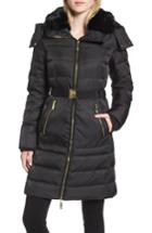Women's Vince Camuto Belted Coat With Detachable Faux Fur