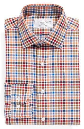 Men's Lorenzo Uomo Trim Fit Check Dress Shirt .5 32 - Orange