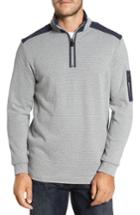 Men's Bugatchi Classic Fit Pinstripe Quarter Zip Pullover, Size - Grey