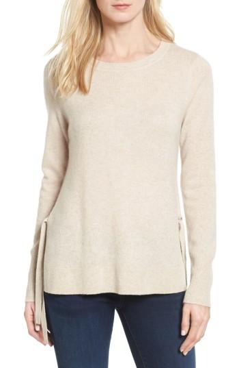 Women's Halogen Side Tie Cashmere Sweater, Size - Beige