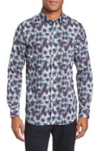 Men's Ted Baker London Modern Slim Fit Palm Print Sport Shirt (m) - White