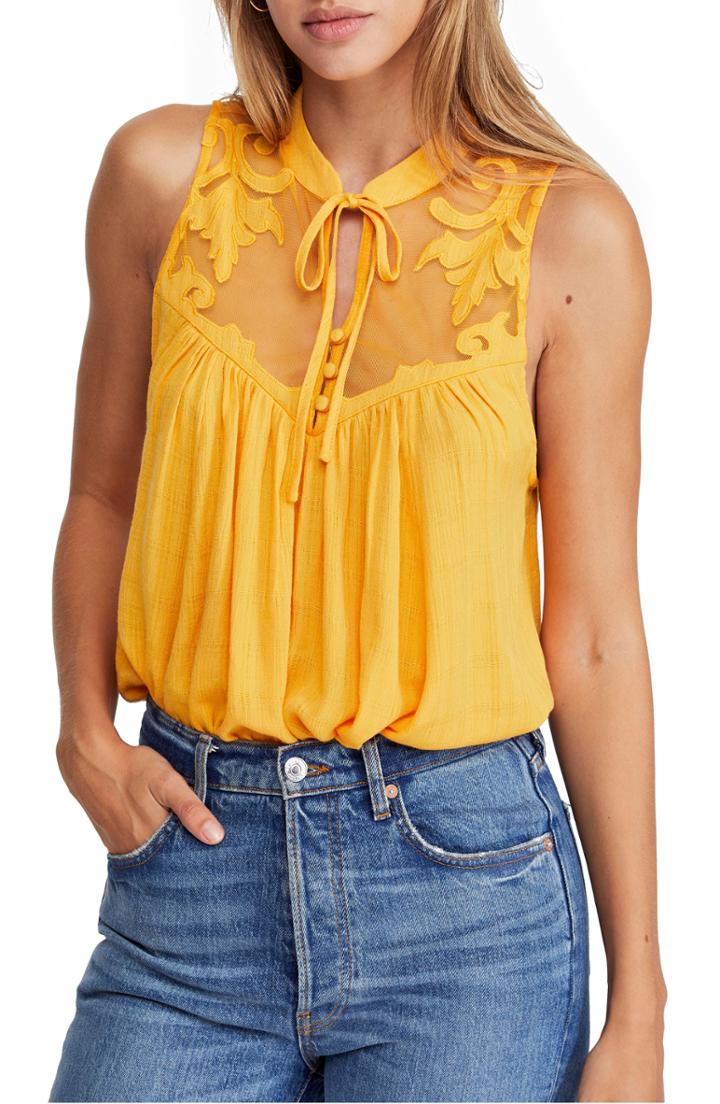 Women's Free People Western Romance Tank - Yellow