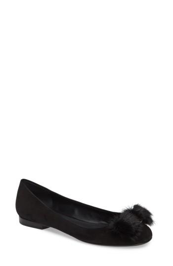 Women's Salvatore Ferragamo Genuine Mink Fur Flat .5 B - Black
