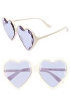 Women's Gucci 60mm Heart Sunglasses - Ivory/ Violet