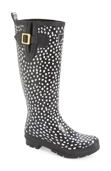 Women's Joules 'welly' Print Rain Boot M - Black