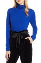 Petite Women's Halogen Funnel Neck Cashmere Sweater, Size P - Blue