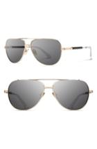 Women's Shwood 'redmond' 56mm Polarized Aviator Sunglasses - Gold/ Ebony/ Grey Polar