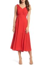 Women's Betsey Johnson Pebble Crepe Midi Dress - Red