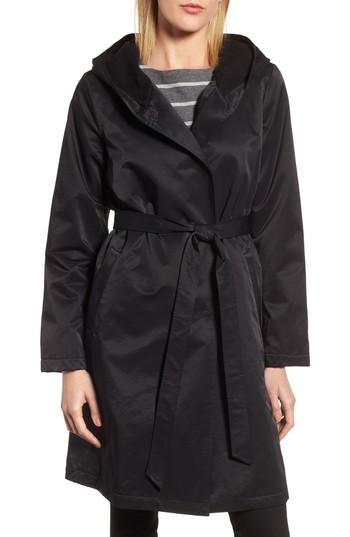 Women's Eileen Fisher Fleece Lined Hooded Coat - Black