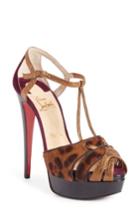 Women's Christian Louboutin Glennalta Genuine Calf Hair Platform Sandal .5us / 35.5eu - Beige