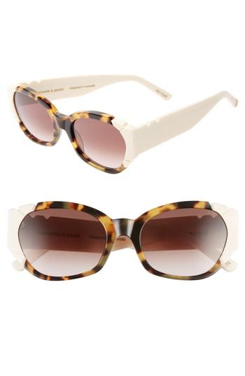 Women's Pared Diamonds & Pearls 54mm Square Cat Eye Sunglasses - Dk Tort/iv Lam Brn Grad Lens