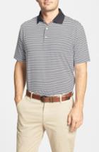 Men's Peter Millar 'competition' Stripe Stretch Microfiber Golf Polo, Size - Black
