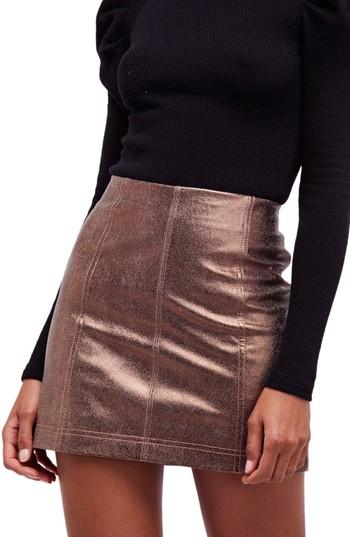 Women's Free People Metallic Faux Leather Miniskirt