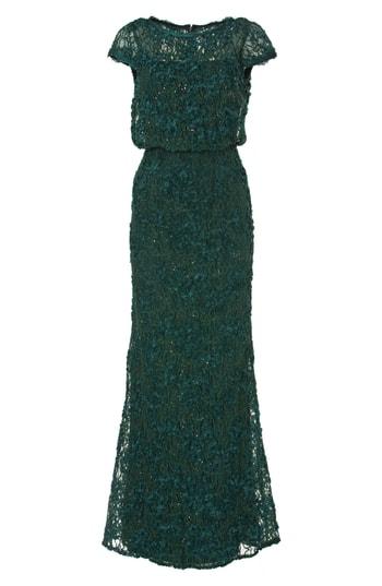 Women's Js Collections Sequin Lace Blouson Gown - Green