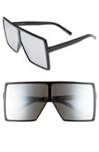 Women's Saint Laurent Betty 68mm Square Sunglasses - Black/ Silver