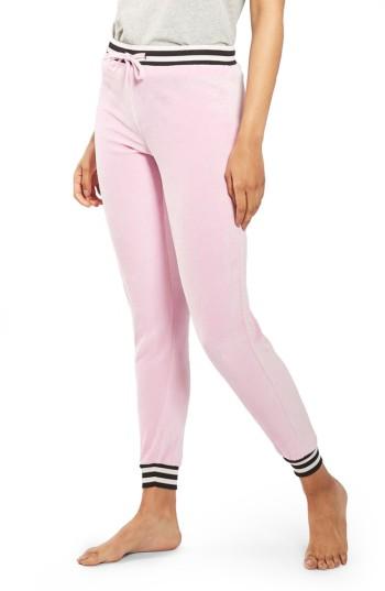 Women's Topshop Stripe Trim Velour Joggers Us (fits Like 2-4) - Pink