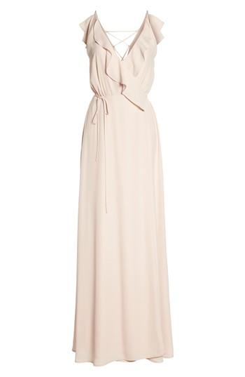 Women's Wayf Jamie Ruffle Wrap Gown - Beige