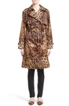 Women's Dolce & Gabbana Leopard Print Silk Trench Coat