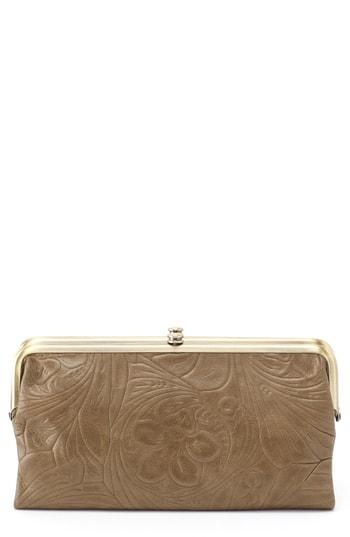 Women's Hobo Lauren Flower Embossed Leather Clutch Wallet -